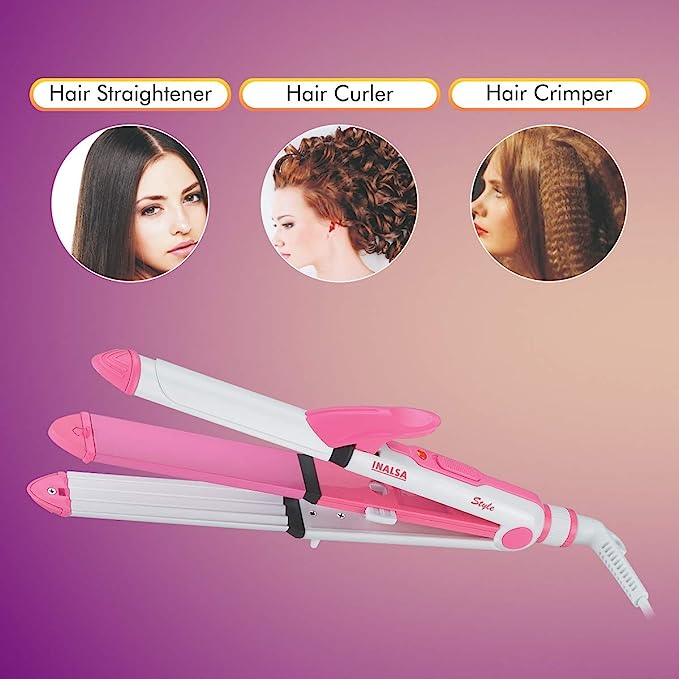 Inalsa 3-in-1 (Curler, Crimper & Straightener) Style Inalsa 3-in-1 (Curler, Crimper & Straightener) Style